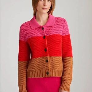 525 America Women's Vibrant HoneyComb Cardigan - Pink, Red, Brown